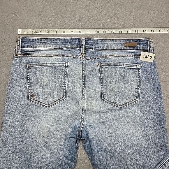 Kut From The Kloth Womens Jeans 14 Petite Ankle Skinny Blue Faded Distressed Hem - Picture 8 of 9